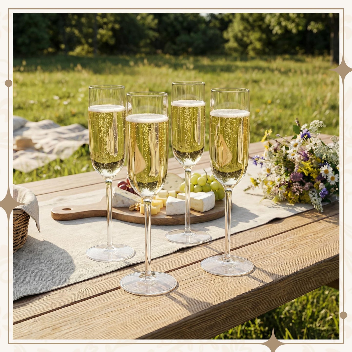 LEYIQU Plastic Champagne Flutes Set, 6oz Unbreakable Champagne Glasses Bulk, Shatterproof Reusable Mimosa Prosecco Sparkling Wine Cups for Wedding Party (Clear, 24pcs)