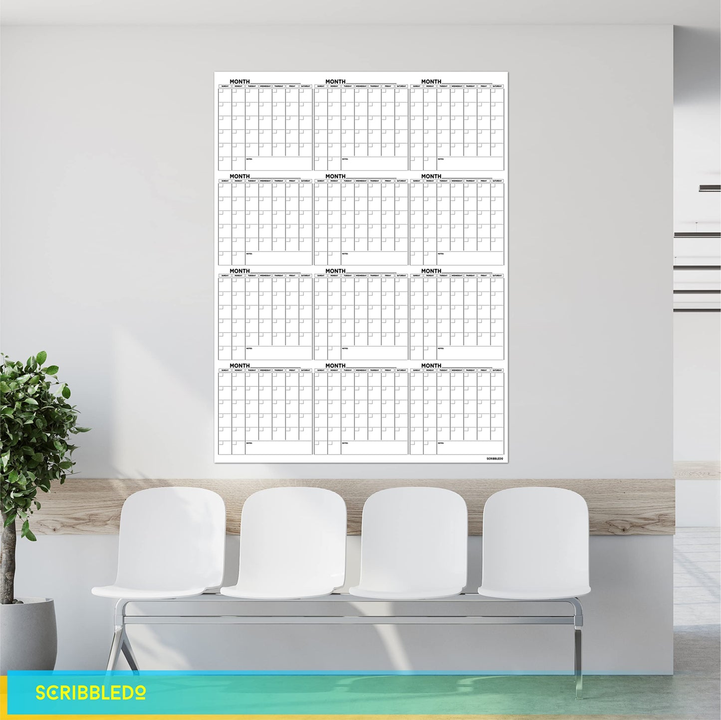 Large White Board Calendar 36"x48" Dry Erase Calendar for Wall Big Dry Erase Wall Calendar Yearly Monthly Wall Calendar Dry Erase Board Planner Includes 6 Markers Eraser Push Pins & Mounting Tape