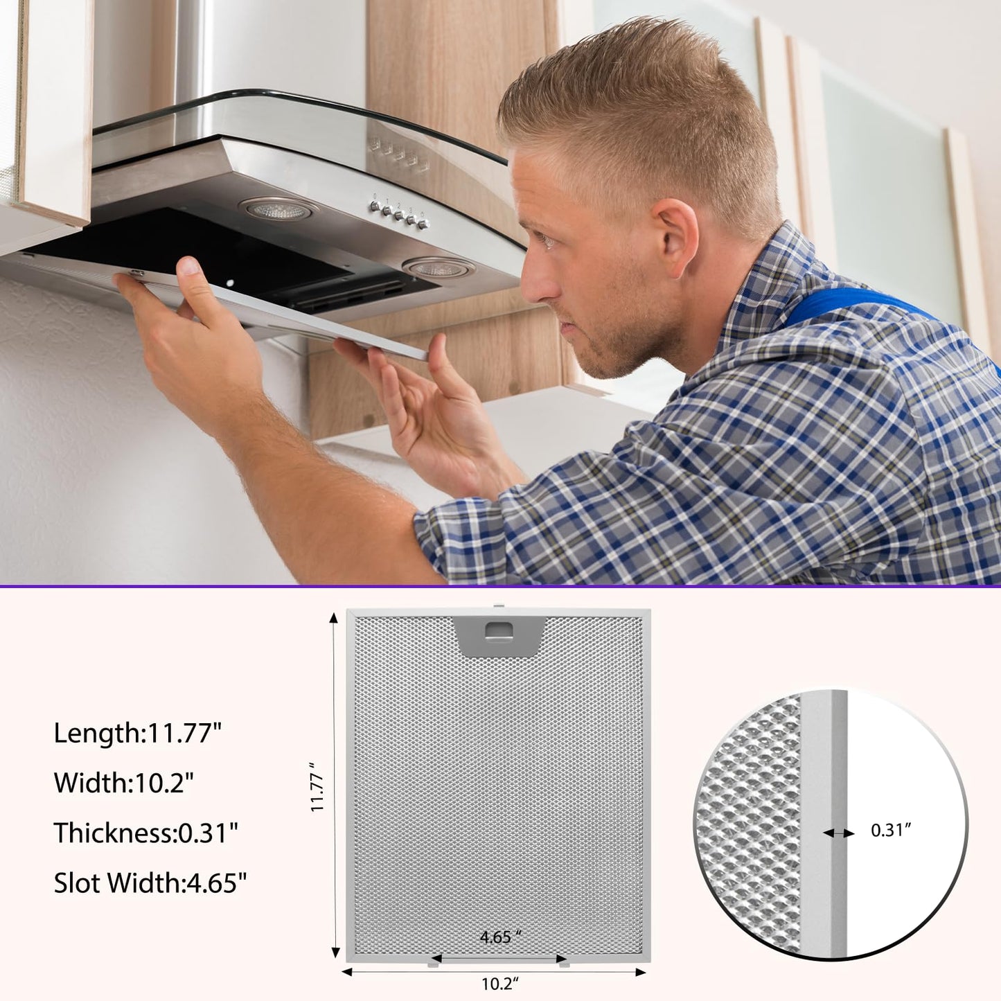 3 Pack WB02X24871 Range Hood Filter - Exact Fit 11.77" x 10.2" x 0.31" - Fits GE JVW5361EJ1ES, JVW5361SJSS, JVW5361EJ2ES, JVW5361BJ1TS by seteams (3 pack)