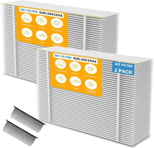 2 Pack 201 Replacement Filter MERV 10 Compatible with Aprilaire 2200, 2250, Space Gard 2200 Whole House Air Cleaner Purifiers and Lennox PMAC-20C,Lennox X0445.(Incloud 2 PCS Pleat Spacers）
