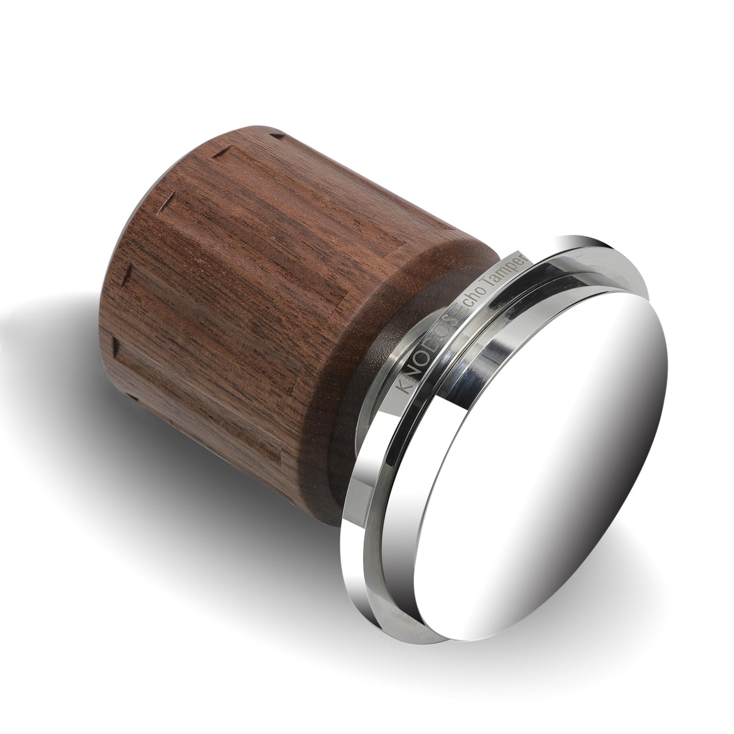 KNODOS Echo Calibrated Espresso Tamper 54mm with Click Feedback, 30lb Spring, Walnut Handle for Breville Portafilters