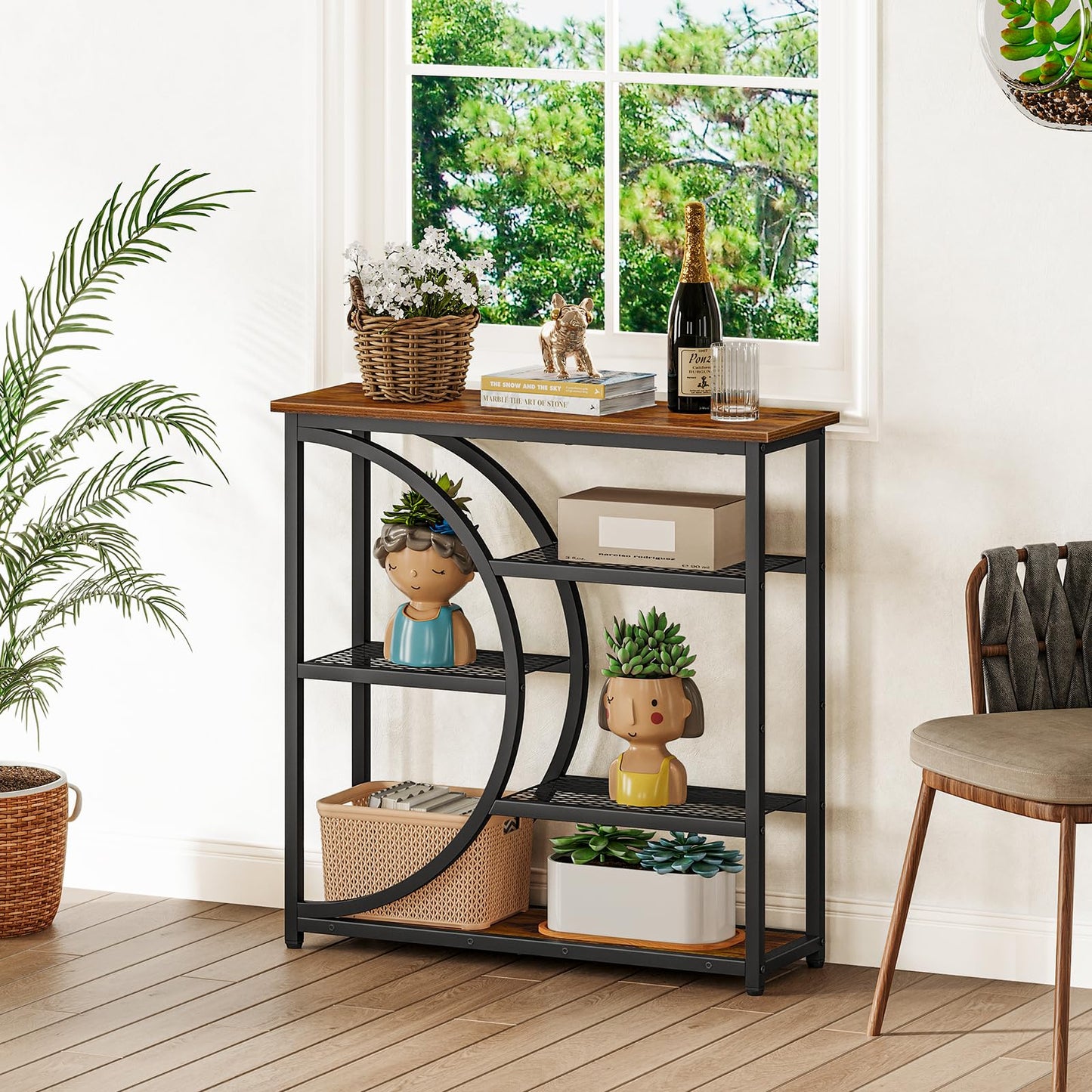 Snughome Entryway Table, Narrow Console Table, Industrial Sofa Table with 5 Tier Storage Shelves, Entrance Table for Hallway, Behind The Couch, Living Room, Foyer