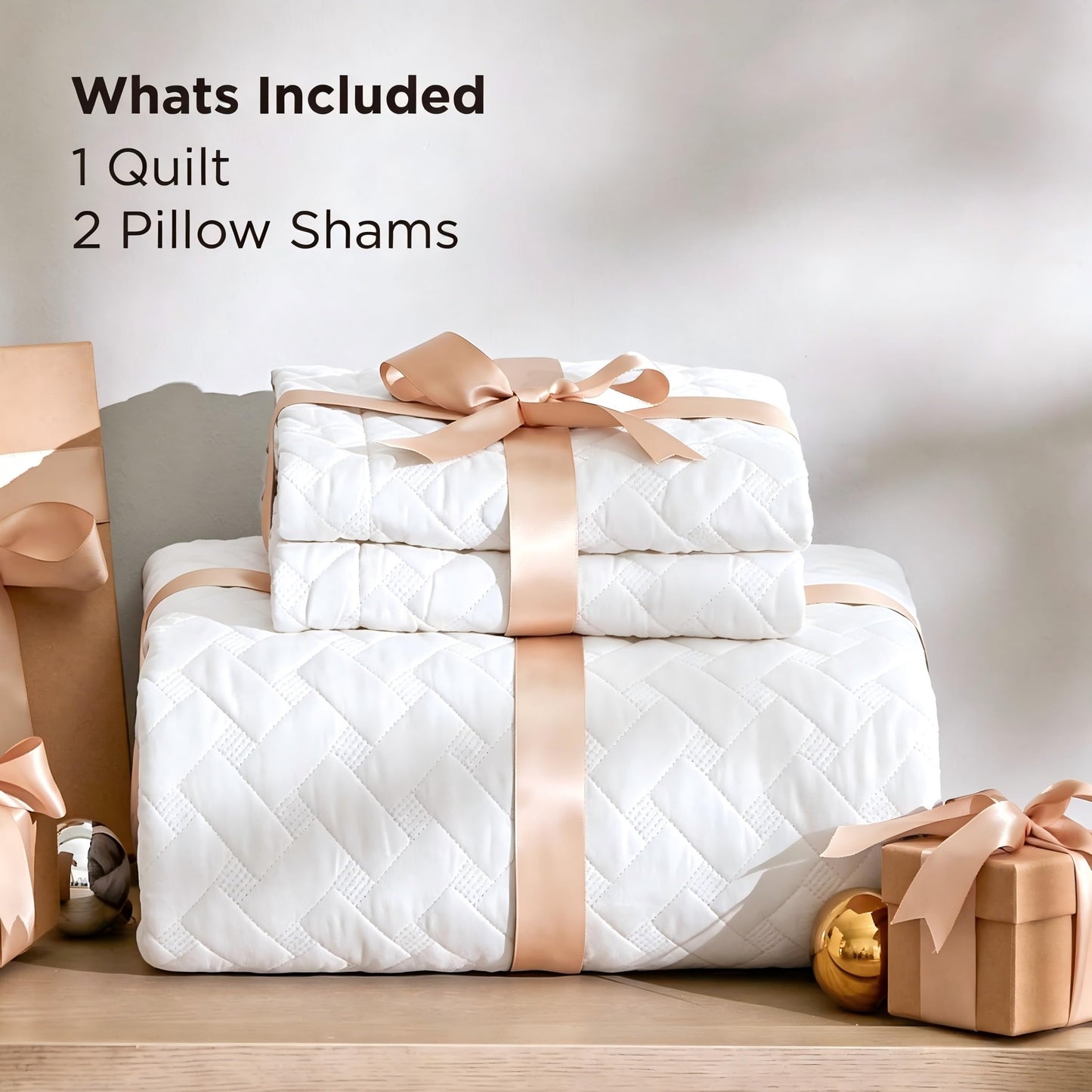 Bedsure Quilts Queen Size - Lightweight Bedspreads Queen Size with Basket Weave Pattern, Soft Quilt Bedding Set, White Comforter Set Coverlet for All Seasons with 2 Pillow Shams (90" x 96")