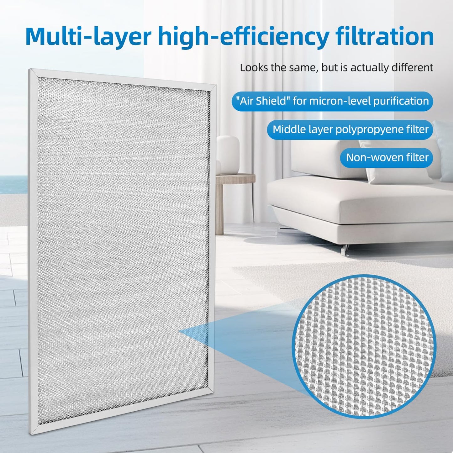 203369 F50F F300 12.5 x 20 Pre Filter Compatible with Honeywell Air Cleaner 203369 F50E1349 F50E1331 F50E1067 F50F1057 F50A1116 F50F1040 Reusable (4-pack)