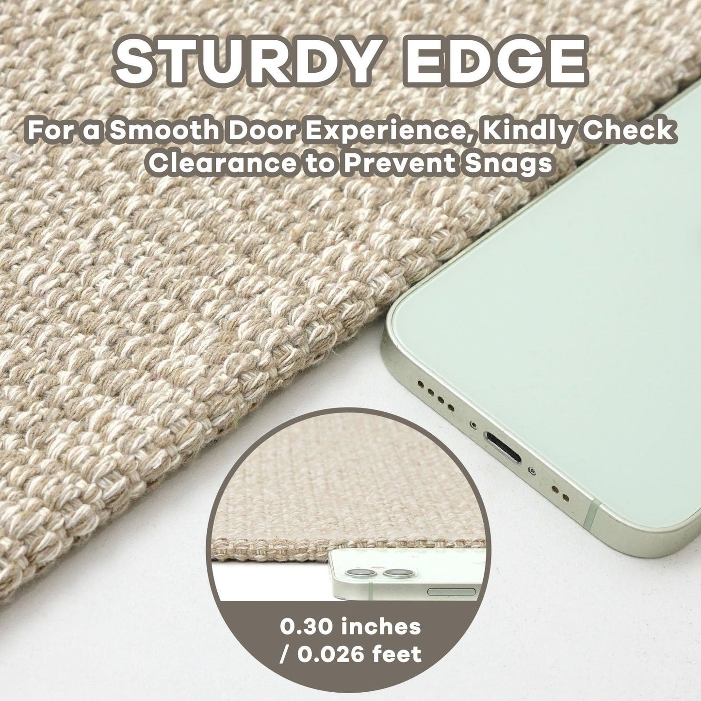 EARTHALL Washable Area Rug 4x6 Ft Non Slip Rugs for Entryway Braided Rubber Backed Bedroom Carpet Cotton Entry Rug Woven Floor Carpets for Bedroom Dining Room Living Room, Send/Beige