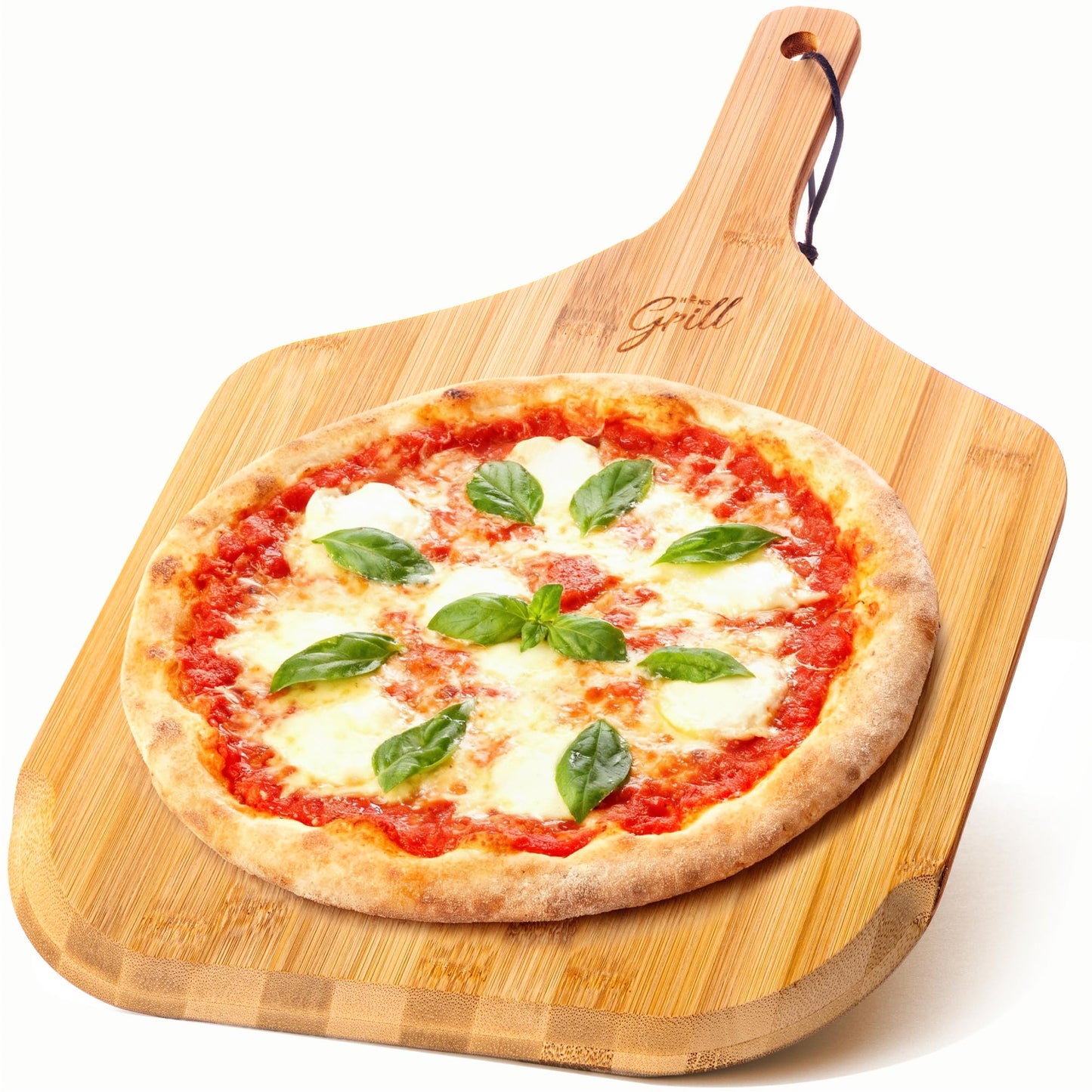 HANS GRILL Wooden Pizza Peel 12 Inch - Bamboo Wood Pizza Peel 12 Inch Paddle For Oven - Restaurant Grade Natural Bamboo Paddle, Multi-use Spatula - Large Wooden Board For Serving and Transferring