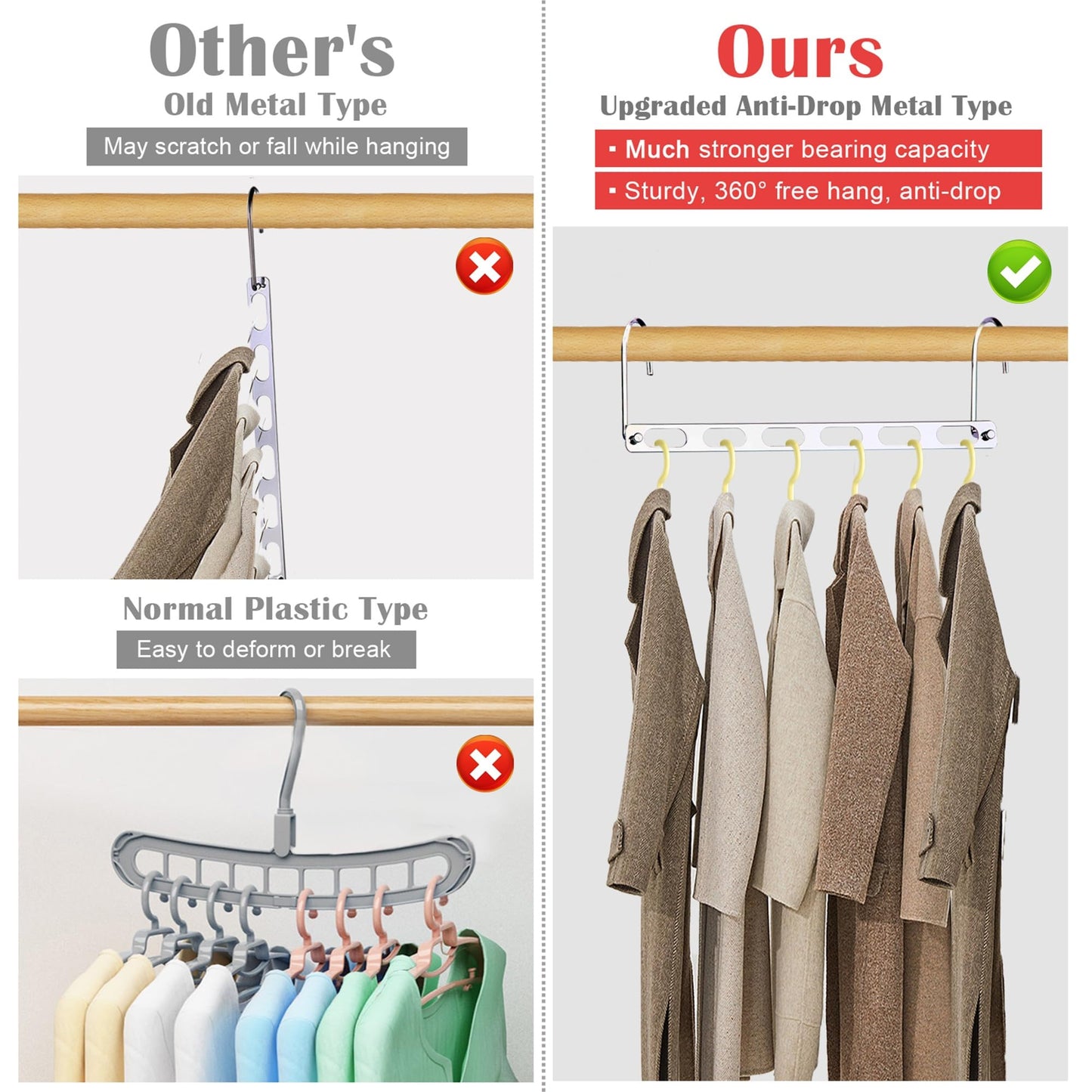 12 Pack Space Saving Hangers for Clothes, Collapsible Metal Hangers Organizer, Clothes Space Savers, Closet Organizers and Storage, Dorm Room Essentials