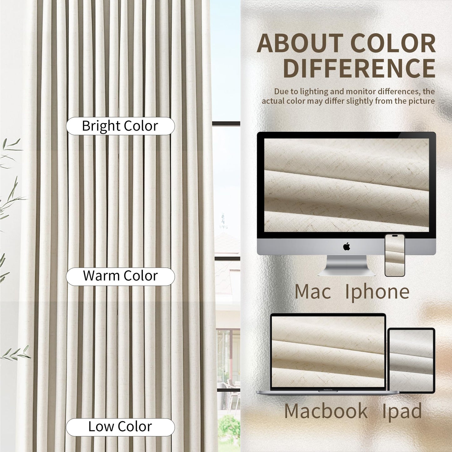 100% Blackout Linen Pinch Pleated Curtains for Bedroom Celing to Floor 96 Inches Long 8ft Natural Cream Room Darkening Thermal Insulated Pleat Window Drapes for Living Room Ivory Beige 2 Panels 40x96