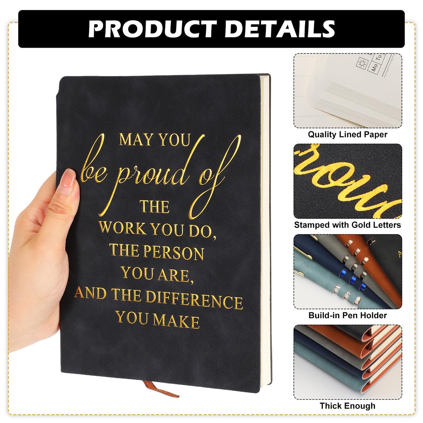 Kosiz 20 Pcs/ 10sets Employees Appreciation Gifts Bulk Inspirational A5 Leather Notebooks Journal with Motivational Ballpoint Pens for Coworker Back to School Graduation Teachers Gifts (Multicolor)