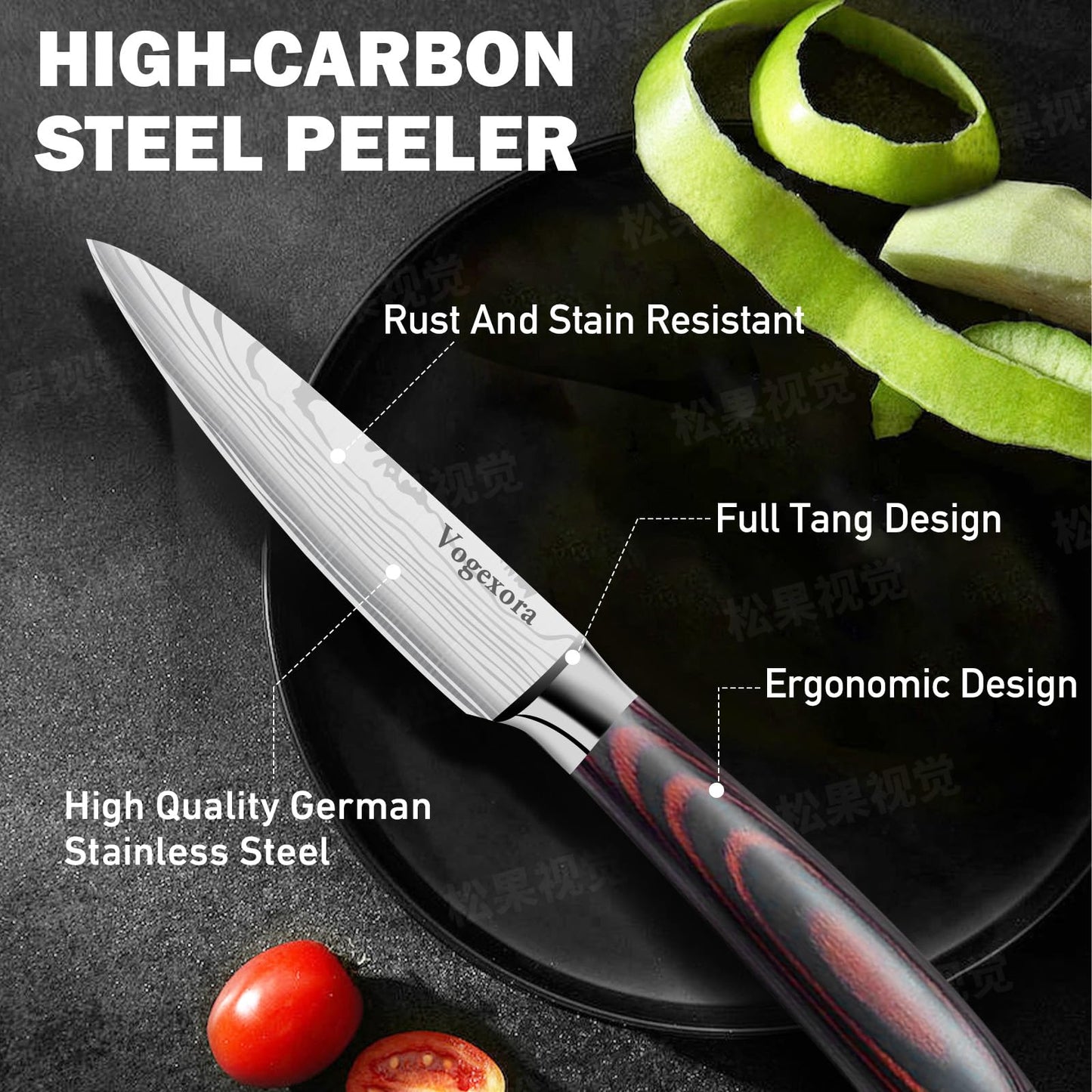 Vorgexora 5 Pcs Chefs Kitchen Sharp Knife Set - Japanese Professional Cooking Cutting Knives for Meat Vegetable Bread and Paring, High Carbon Stainless Steel Santoku