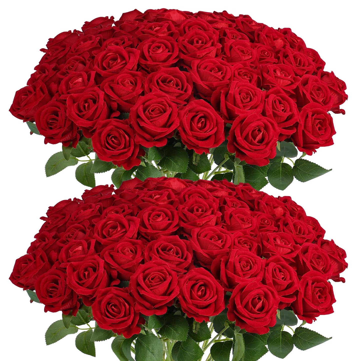 60Pcs Red Roses Artificial Flowers, Velvet Silk Faux Roses, Realistic Red Flowers for Father's Day, Wedding Centerpieces, Cake, Bridal Bouquets, Home Decor, Anniversary, Valentine's Day Decorations