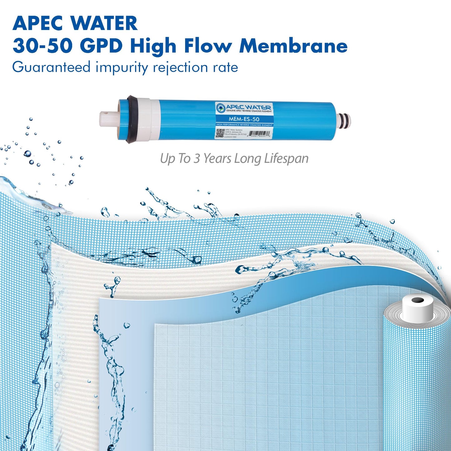 APEC Water Systems MEM-ES-50 50 GPD Membrane Replacement Filter For Reverse Osmosis System