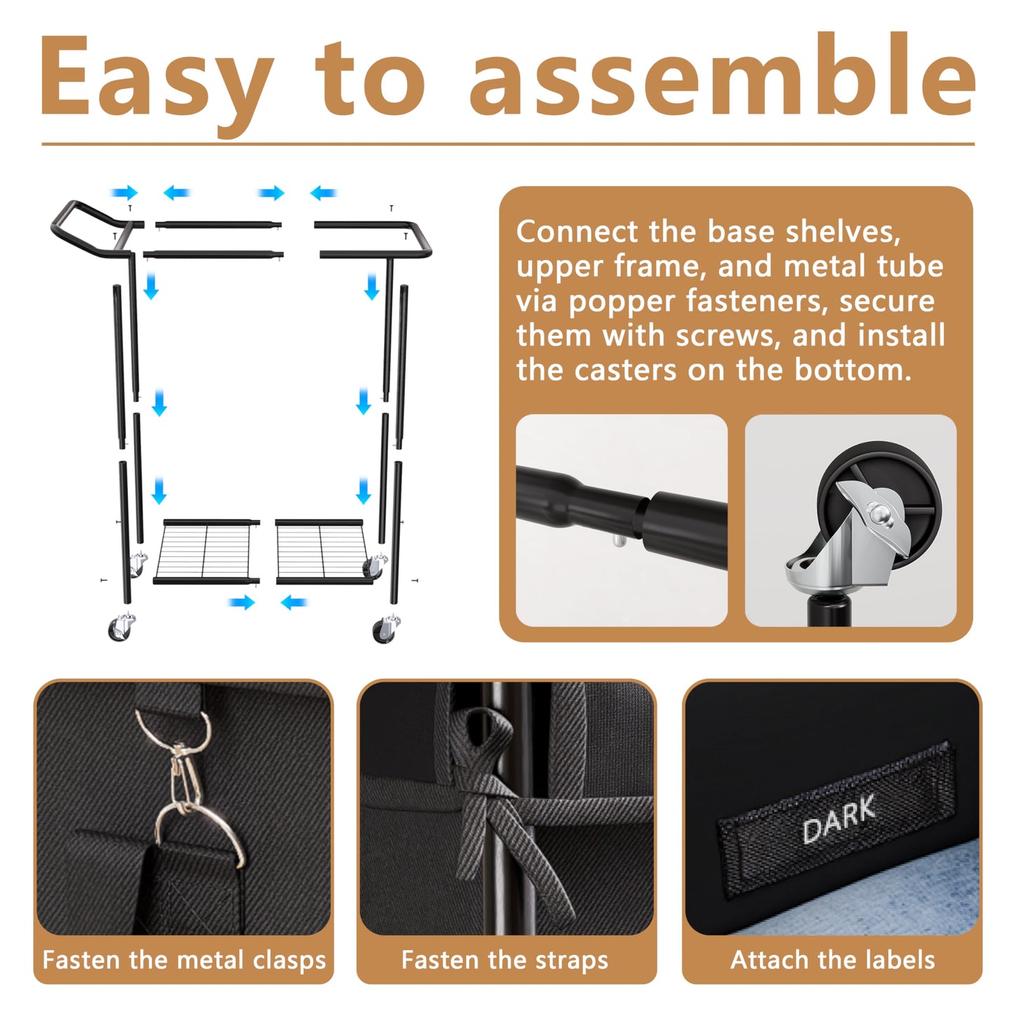 150L Laundry Basket with Wheels, Double Rolling Laundry Hamper with Metal Frame and Removable Bag, Dirty Clothes Hampers for Bedroom, Bathroom, Dorm Room, Black