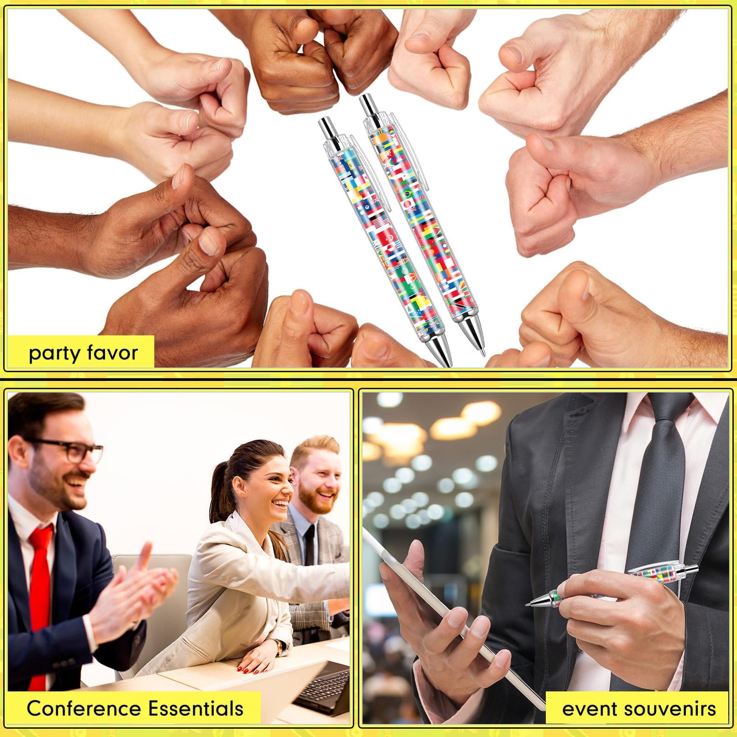 Janlaugh 100 Pcs 2026 Soccer International Flag Pens Around The World Party Favors Multicultural Country Flags Ballpoint Pens Bulk Gifts for Students School Classroom Employees Coworkers Team Staff
