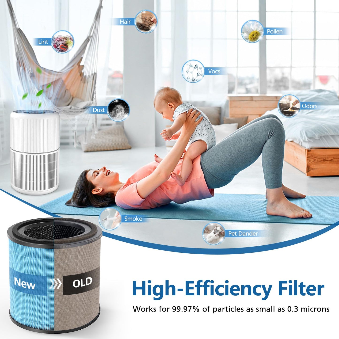 AP0601 Replacement Filters Compatible with AIRTOK Air Puri-fier, 4-in-1 Main Filters, High-Efficiency Activated Carbon Filter, AP0601-RF 4 Pack
