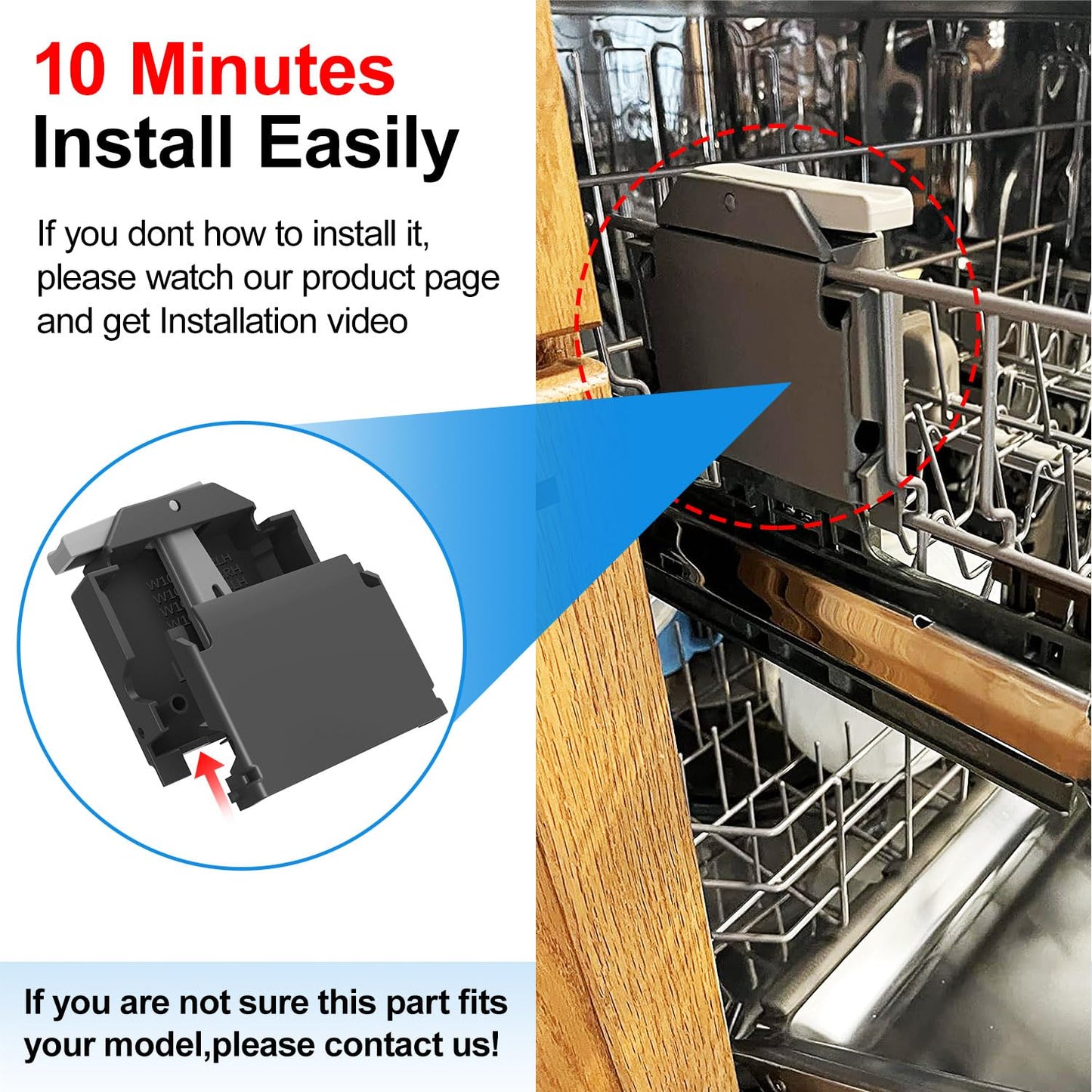 Upgraded W10195372 W10195373 Dishwasher Dishrack Adjuster Housing Left Right Hand for Whirlpool WDT730PAHZ0 WDT750SAHZ0 Dishwasher Top Rack Parts,For Kenmore KitchenAid KDTM354DSS4 Dishwasher Parts