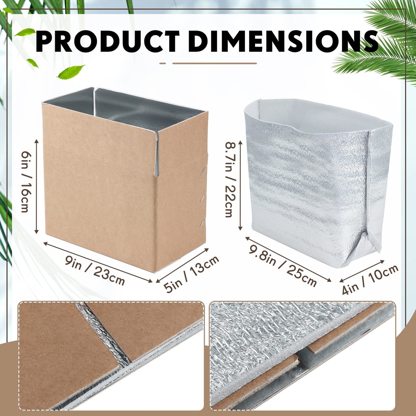 Nuanchu 10 Pieces Insulated Shipping Boxes, 9" x 5" x 6" Double Insulated with Aluminum Foil Liner Thermal Insulation Cold Reusable Mailing Box for Cold Food, Shipping, Mailing, Packing
