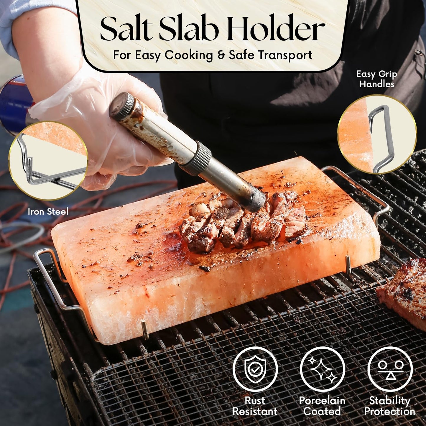 UMAID Himalayan Salt Block Cooking Plate 12x8x1.5 – Unique Gifts for Men, Food Grade Pink Himalayan Salt Stone for Cooking, Grilling, Serving & Food Presentation with Stainless Steel Tray & Recipe Booklet