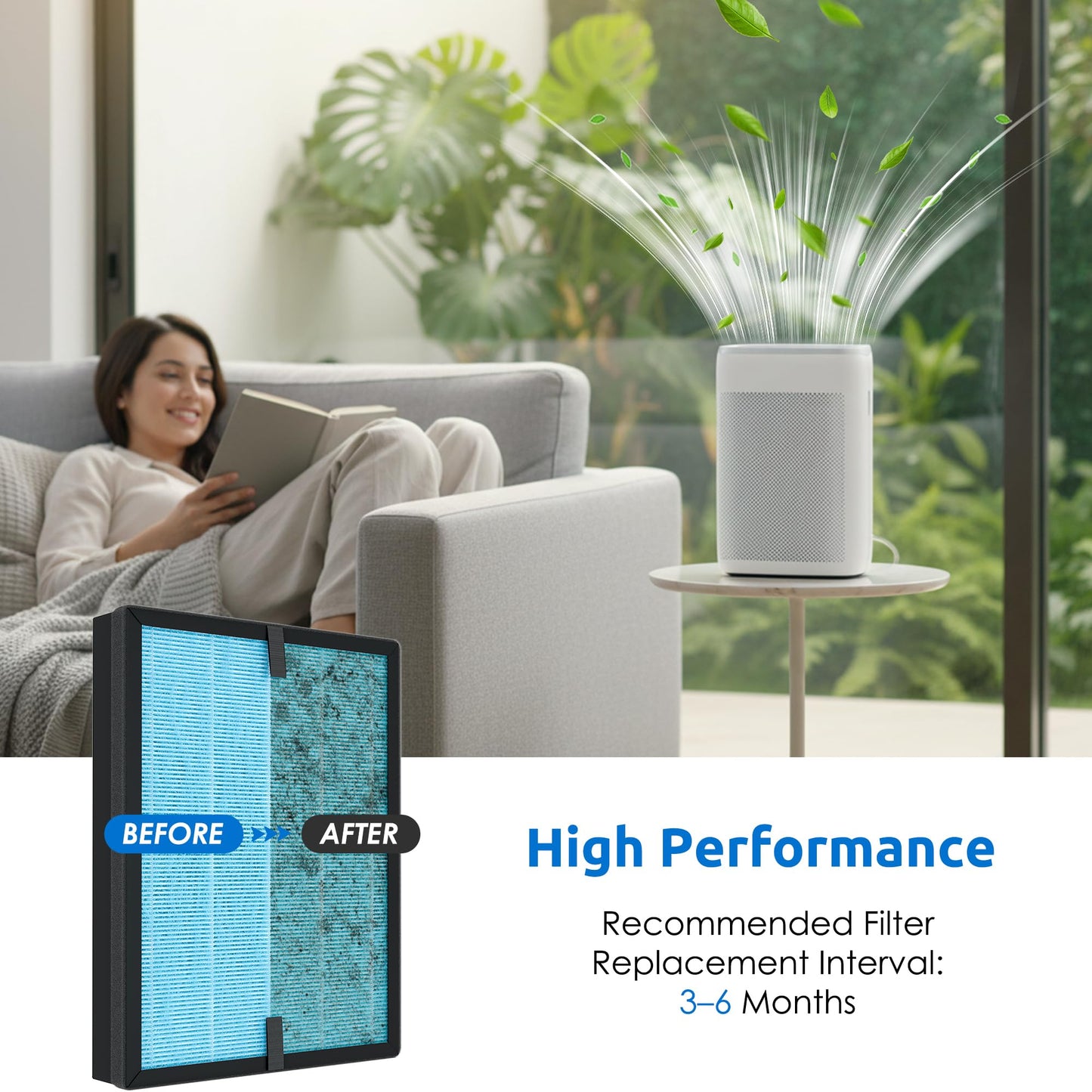 2 Pack AP1002 H13 True HEPA Replacement Filter AP1002-RF, Compatible with AIRTOK AP1002 Air Purifier