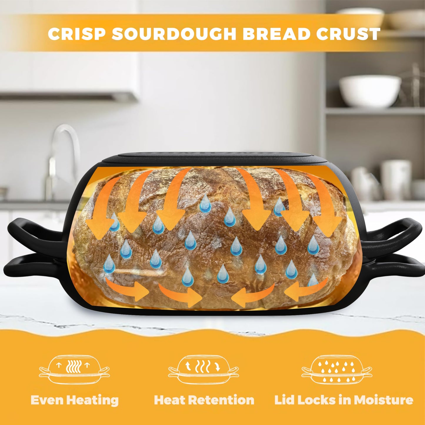 GdnWings Oval Dutch Oven for Bread Baking 12 x 8 Inch, Pre-Seasoned Cast Iron Bread Oven for Sourdough, Dutch Oven Bread Loaf Pan for a Crispy Crust, 5QT