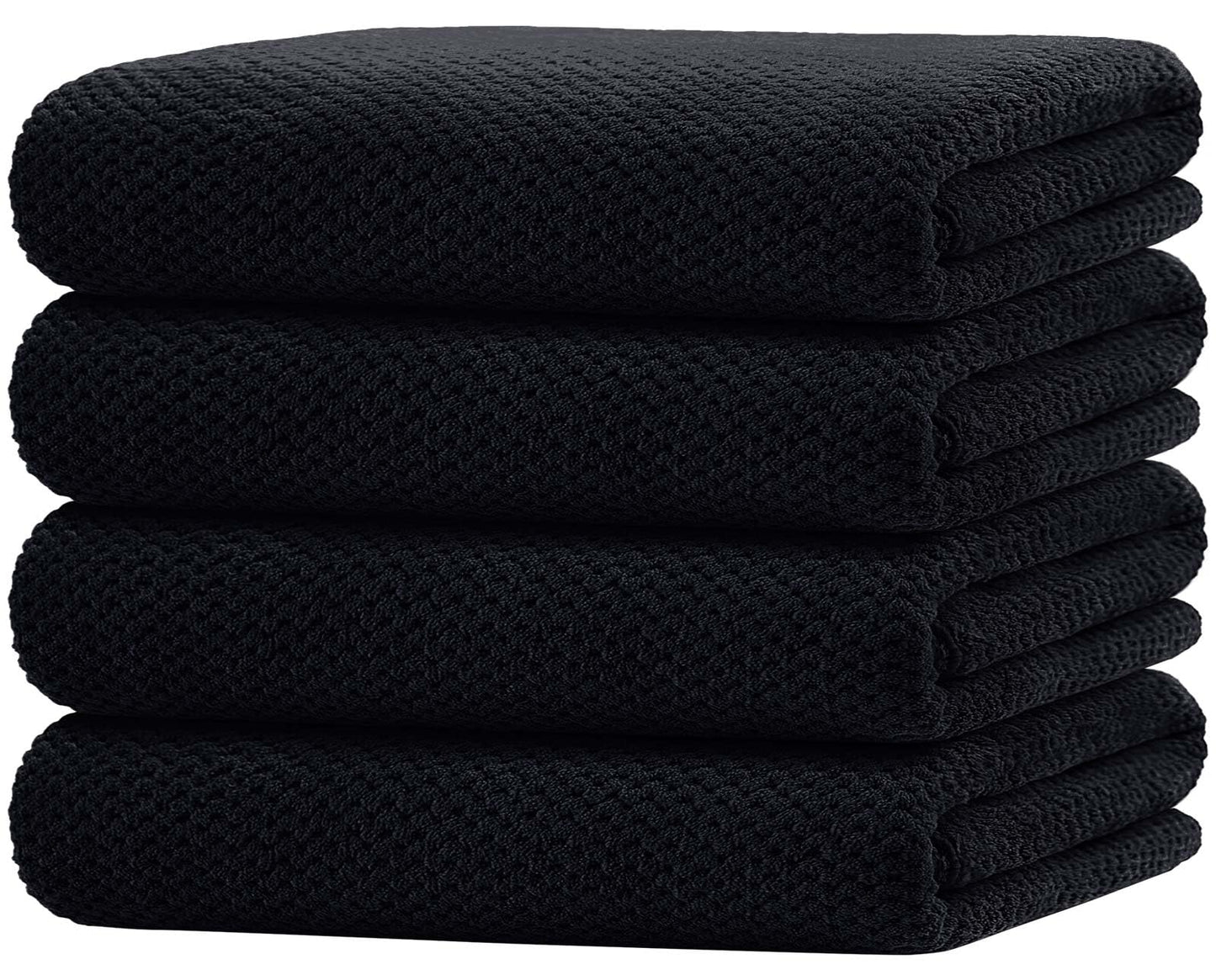 HOMEXCEL Bath Towel Set Pack of 4, 30 x 60 Inches Large Microfiber Bath Towels, Soft, Absorbent, and Quick Dry Towels for Bathroom, Pool, Beach, Swim, and Yoga, Large Bathroom Towels, Black