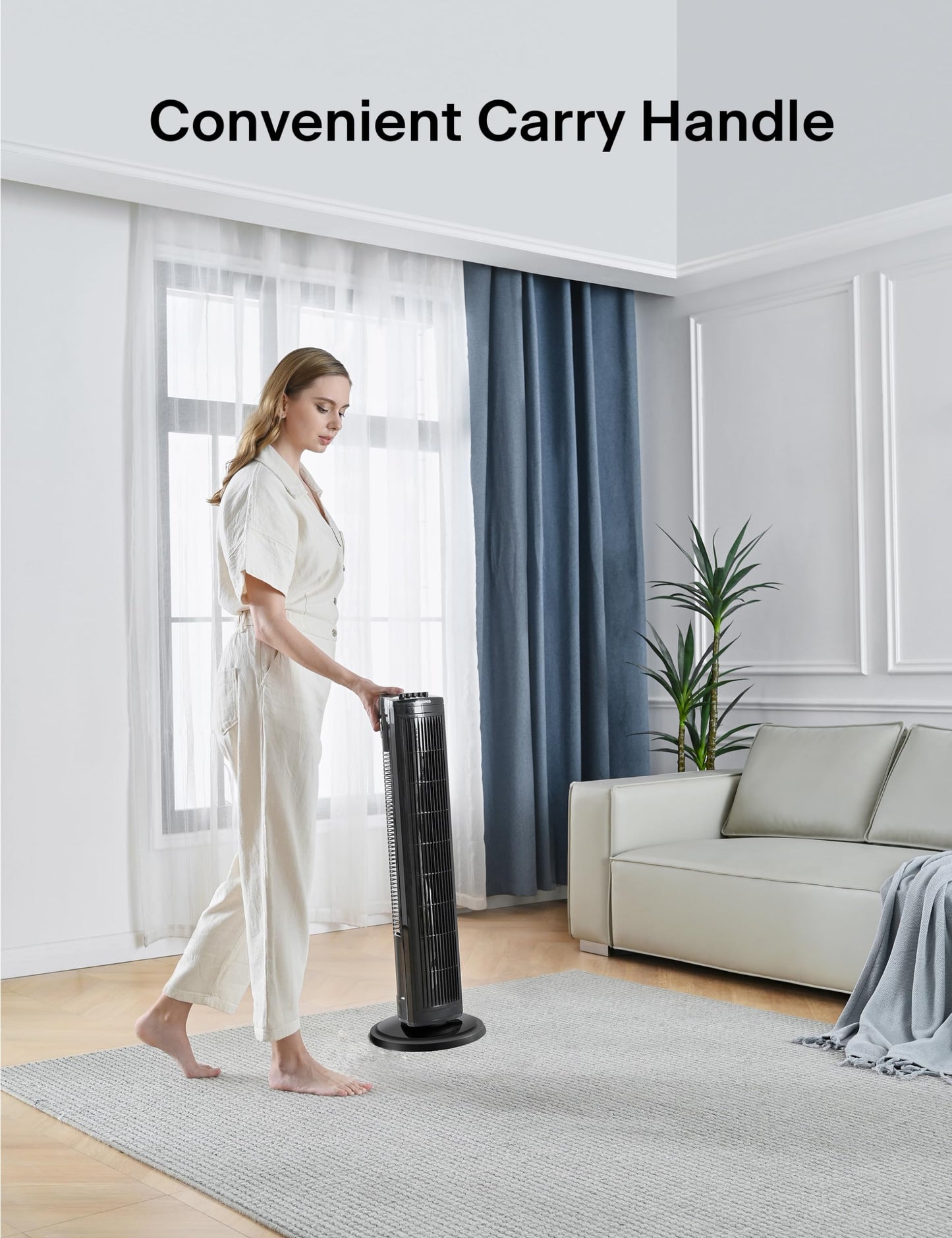 PELONIS 30 Inch Tower Fan for Bedroom, Quiet Oscillating Standing Fan with 3 Speeds, Portable Cooling Fan for Home Office Dorm Room, Auto-off Timer, Black, PFT28A2BBB