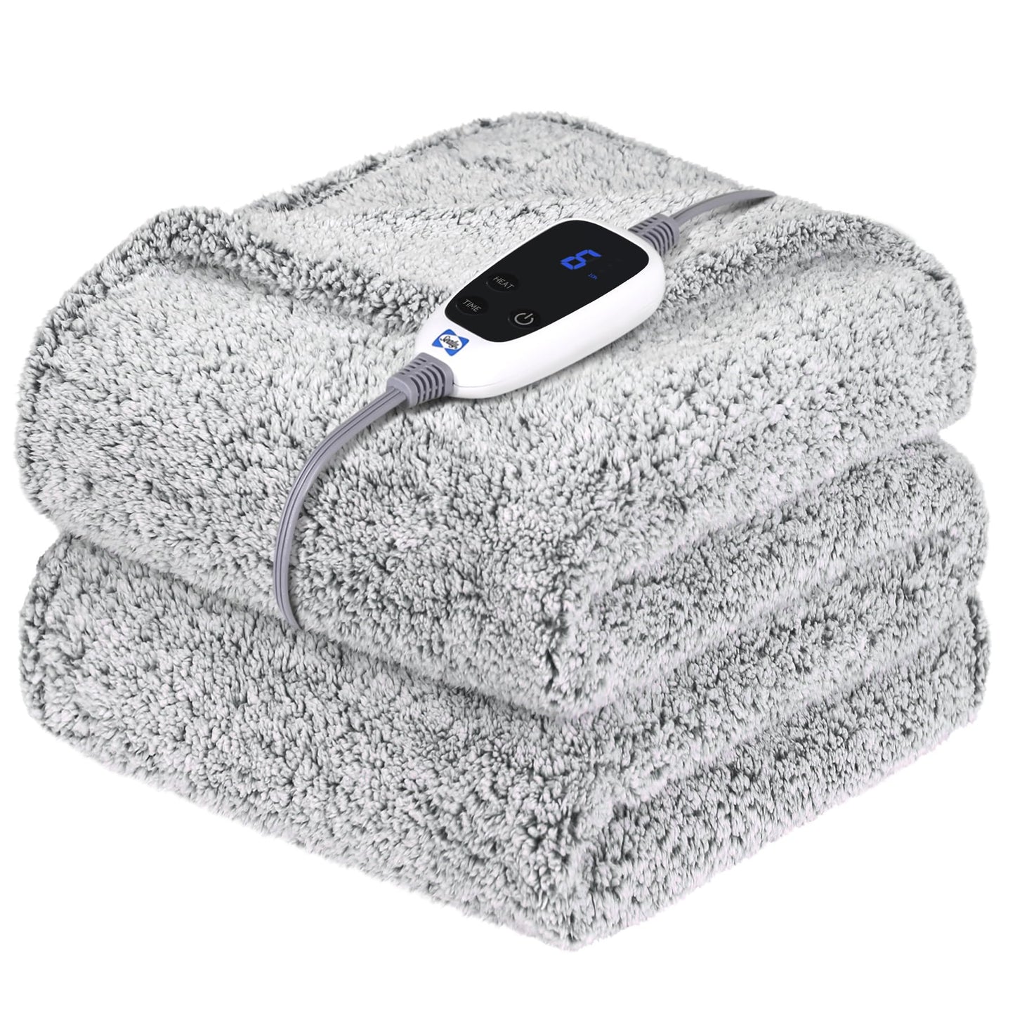 Sealy Electric Blanket Heated Throw 50"x60" Soft Double Sherpa Super Cozy with 6 Fast Heating Levels & 2-10 Hours Auto-Off, Over-Heat Protection, Machine Washable, Charcoal