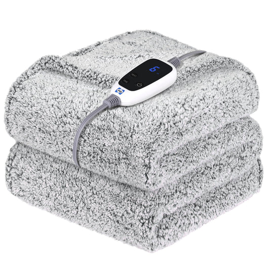 Sealy Electric Blanket Heated Throw 50"x60" Soft Double Sherpa Super Cozy with 6 Fast Heating Levels & 2-10 Hours Auto-Off, Over-Heat Protection, Machine Washable, Charcoal