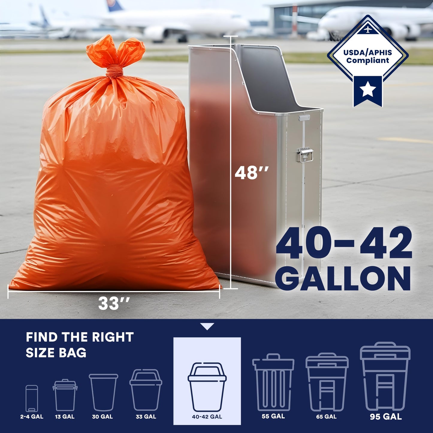 Plasticplace 42 Gallon Trash Bags |3.0 Mil | Orange Heavy Duty Contractor Trash Bags | 33" x 48", 50 Count (Pack of 1)