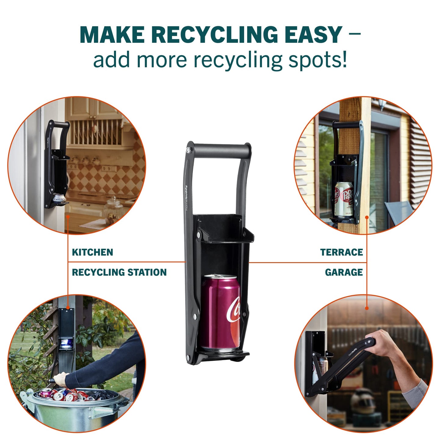 HomeBuddy Can Crusher for Recycling - 12 Oz. and 16 Oz. Can Crusher Wall Mounted for Aluminum - Compact and Easy to Use, Mounting Rivets Included, Man Cave Accessories