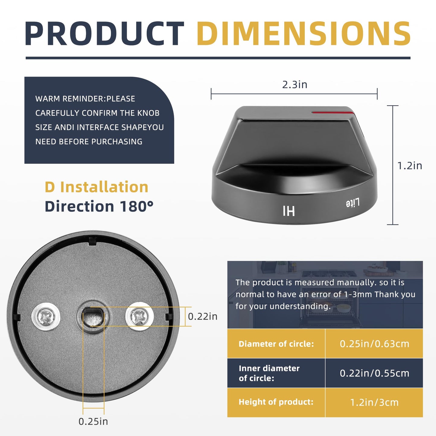 AMI PARTS DG94-03500A/Z Gas Stove Knob Replacement(Black) and DG94-03500X Gas Stove Knobs -Models NX60T8111SS NX60T8311SS NX60T8711SS for Oven Burner Top Stove knobs