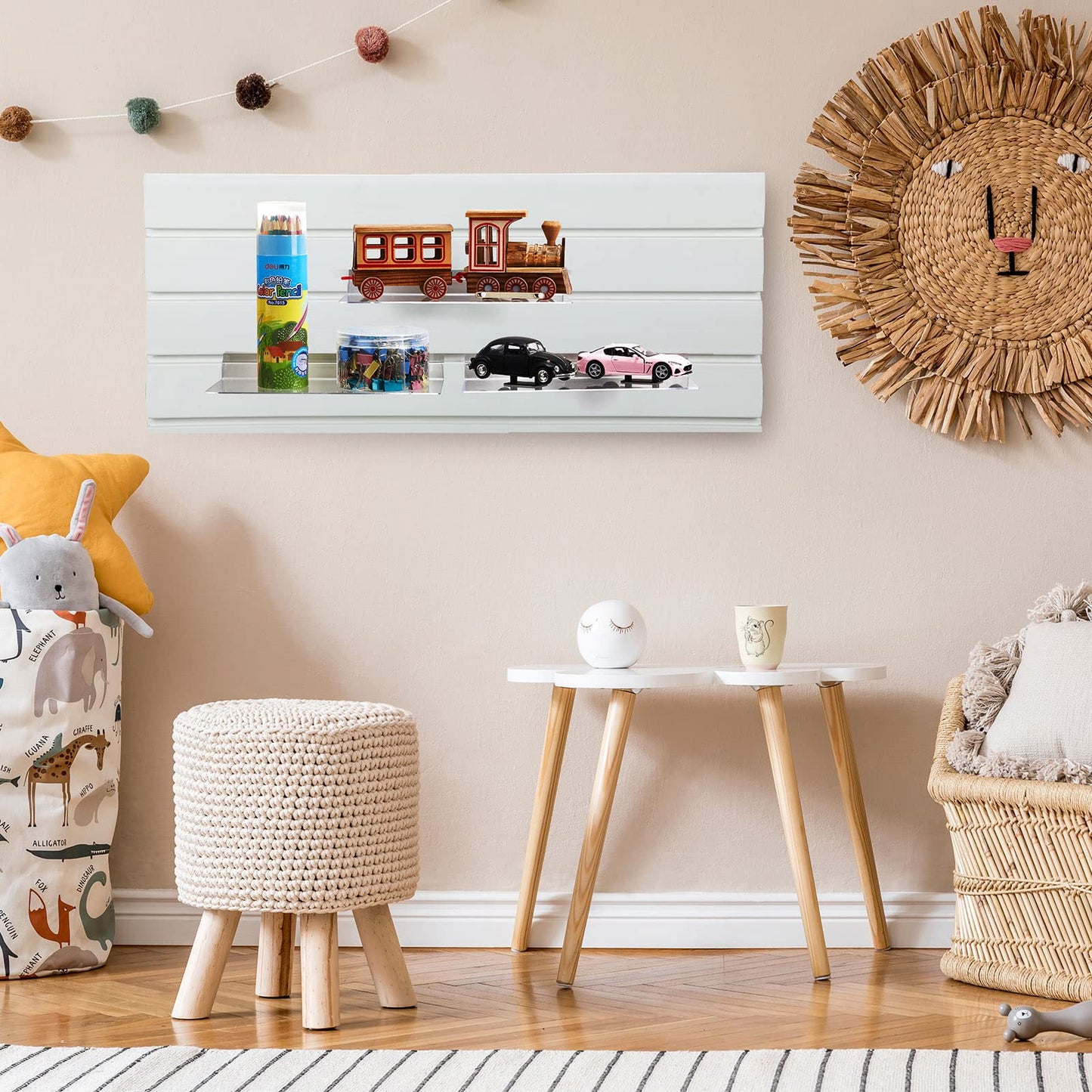 Maitys Hanging Slatwall Shelves Accessories Clear Slatwall Wire Shelf Shoe Shelves for Wall Retail Display Home Shoe Stores Boutiques Supplies, 4.5 x 10 Inches(45 Pcs)