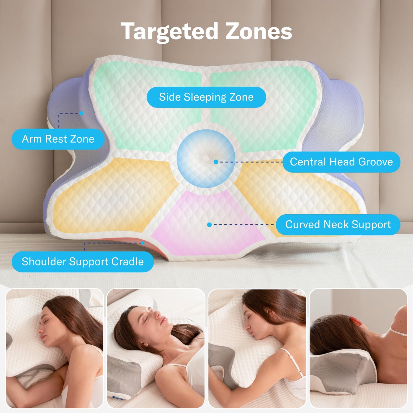 Alcedo Cervical Pillow for Cozy Sleep and Neck Pain Relief, Odorless Ergonomic Memory Foam Pillow, Orthopedic Bed Pillow for Side, Back & Stomach Sleepers