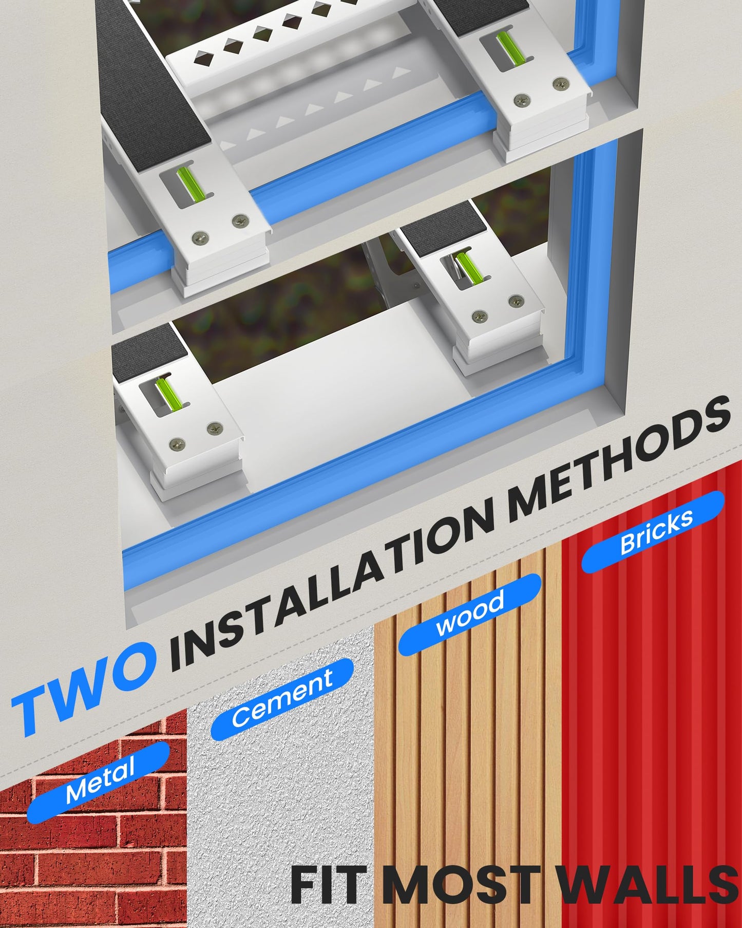 Toutgood Window AC Bracket, Heavy Duty Window Air Conditioner Support Brackets with 2 Arms, A/C Holder for 5000 Btu to 24000 Btu Outdoor AC Window Units, Max 220 Lb Capacity