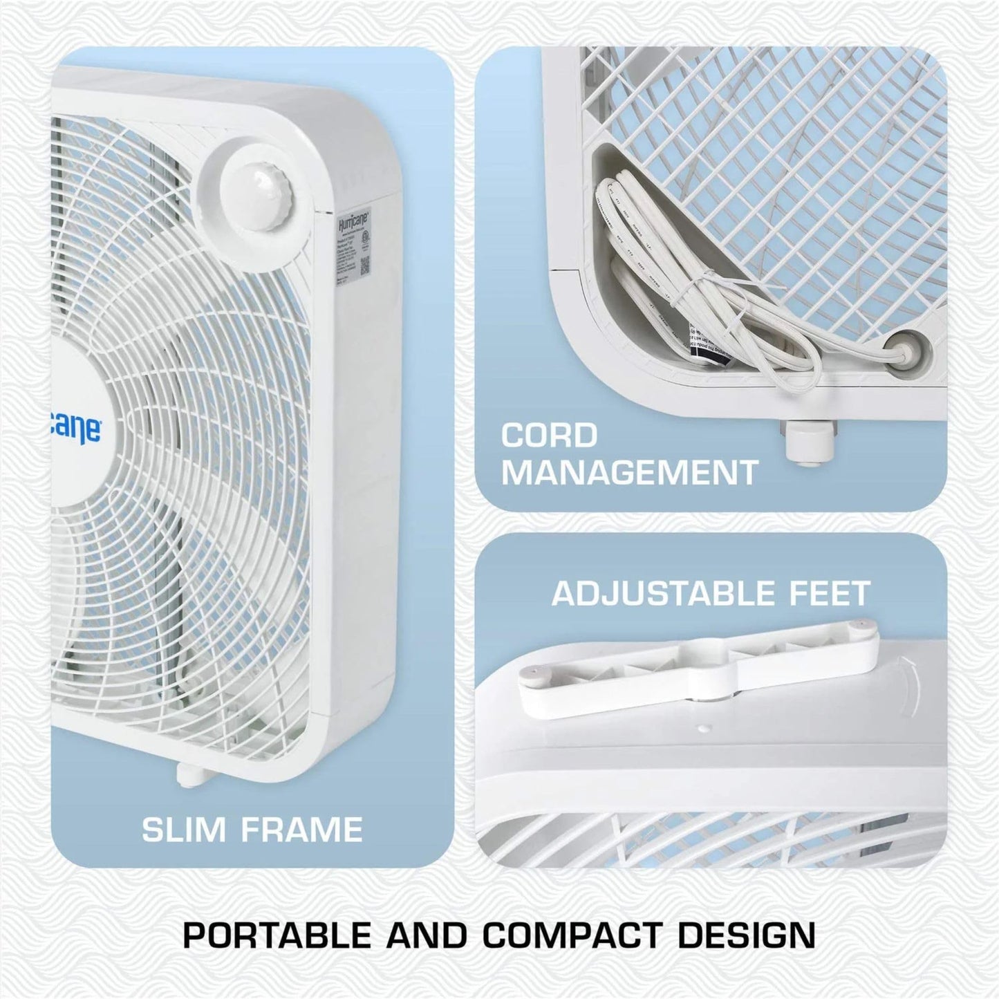 Hurricane Classic Floor Mount Box Fan w/ 3 Quiet Speeds, Black, 20" - Corded Portable Electric Air Cooling Unit w/ Powerful 2400 CFM Airflow for Home, Garage, Office, Bedroom & Basement