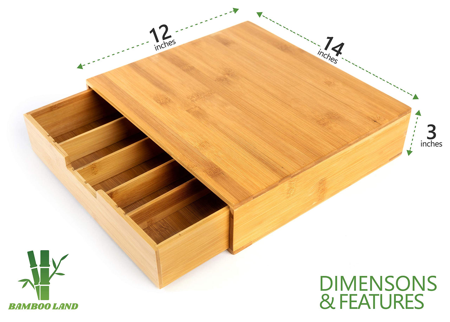 Bamboo Land- Bamboo K Cup Holder, 4 Adjustable Dividers, 36 K Cup Pod Storage, Coffee Pod Drawer, Coffee Pod Holder, Coffee Pod Organizer, Kcup Holder, K Cup Holders for Counter, Coffee Pods Holder