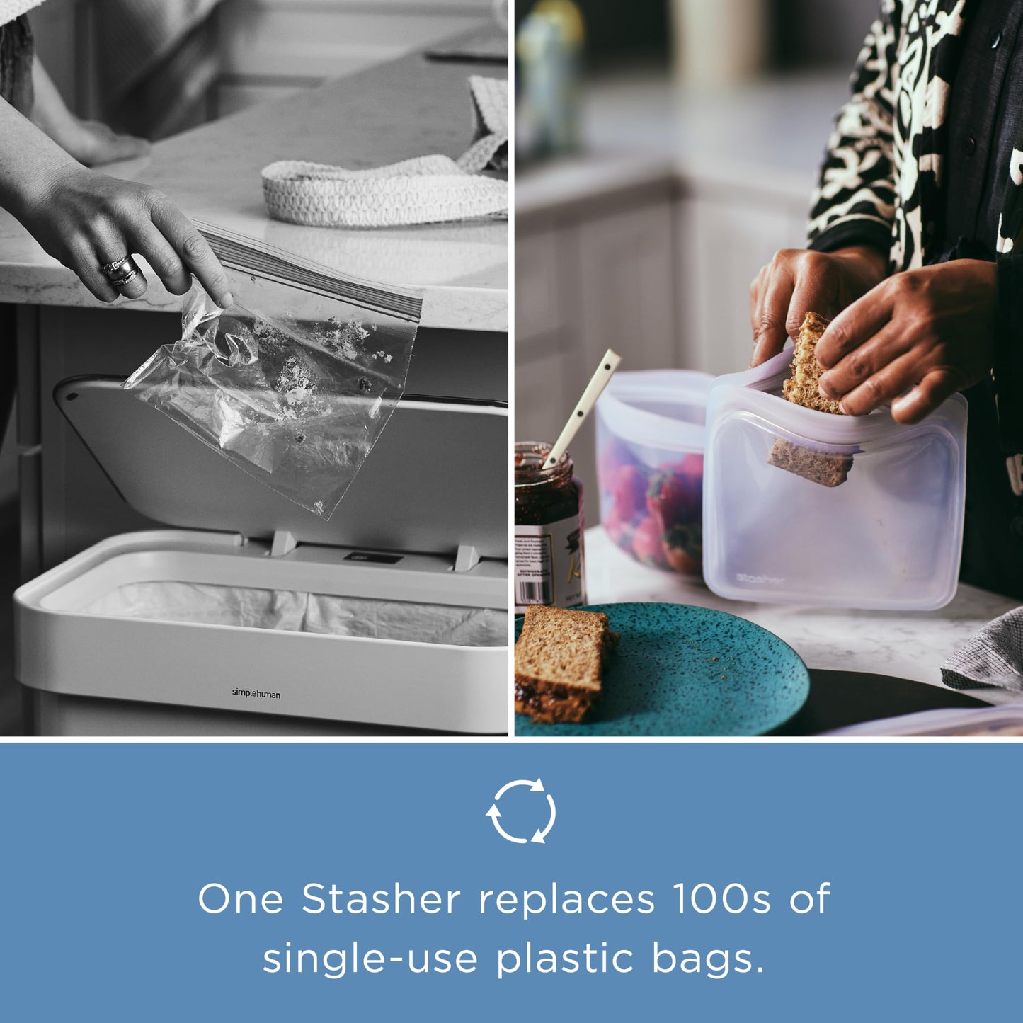 Stasher Silicone Reusable Storage Bag, 8-Cup Bowl, Reusable Freezer Bags, Microwave, Dishwasher, Oven Safe, Sous Vide, Premium Lunch Container, Eco Friendly, Food-safe Silicone Snack Bag, 64 oz, Clear