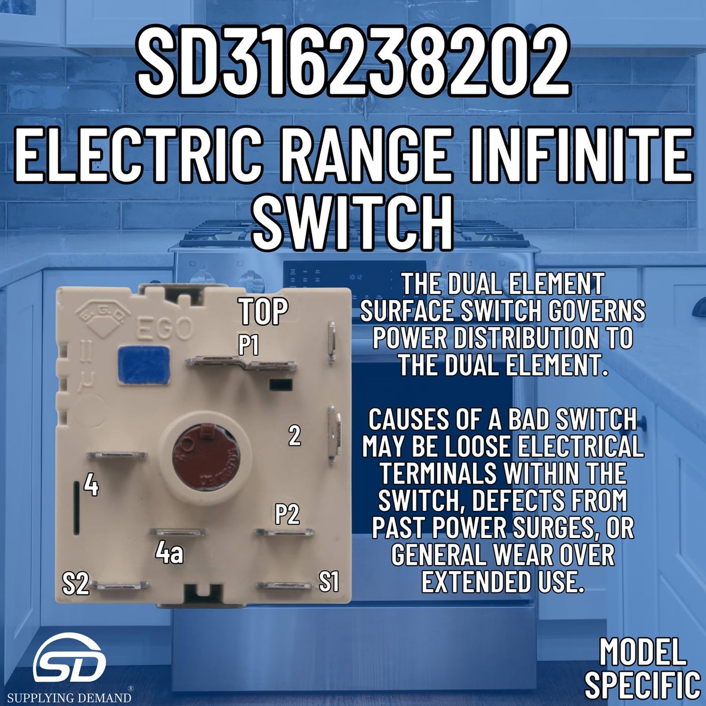 Supplying Demand 316238202 4838969 Electric Range Infinite Switch Replacement Model Specific Not Universal