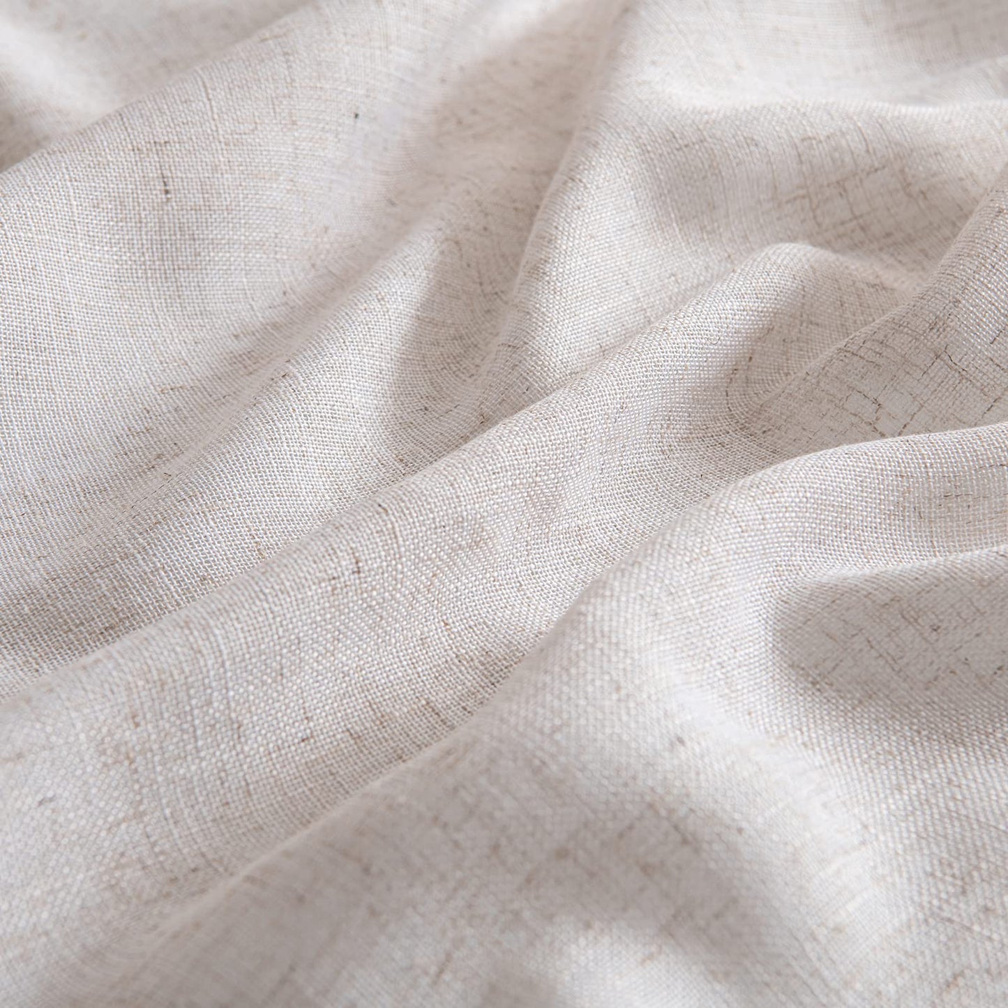 MIULEE Natural White Linen Curtains 96 Inch Long 2 Panels for Bedroom Living Room, Soft Thick Linen Textured Window Drapes Semi Sheer Light Filtering Rod Pocket Back Tab Neutral Farmhouse Cream Ivory
