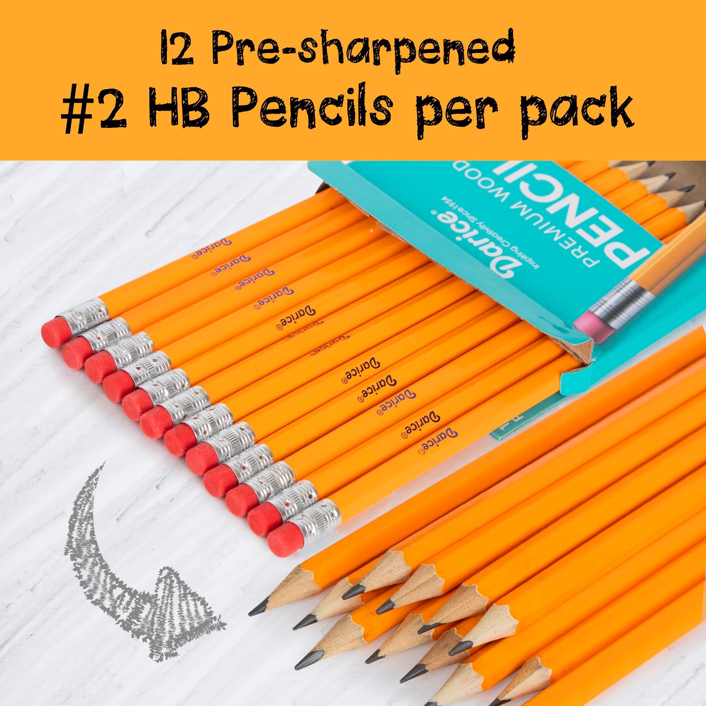 Darice Wood-Cased Pencils, 288pc Bulk Pre-sharpened #2 HB Pencils with Eraser for Classroom Back to School Supplies, 12 x 24 Pack