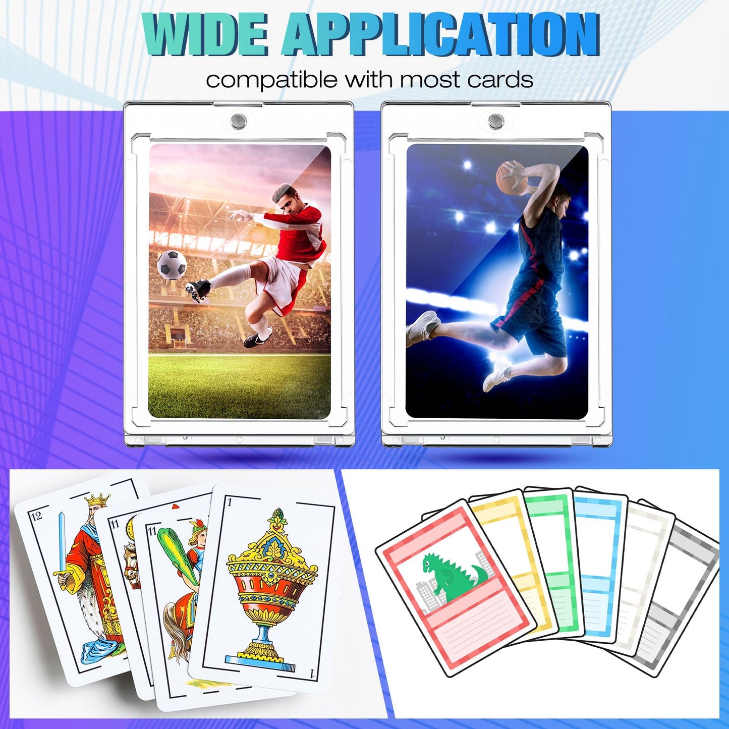 SATINIOR 30 Pcs 100 Pt Magnetic Card Holder, Holder Case Clear Protectors for Thick Baseball Football Hockey Cards
