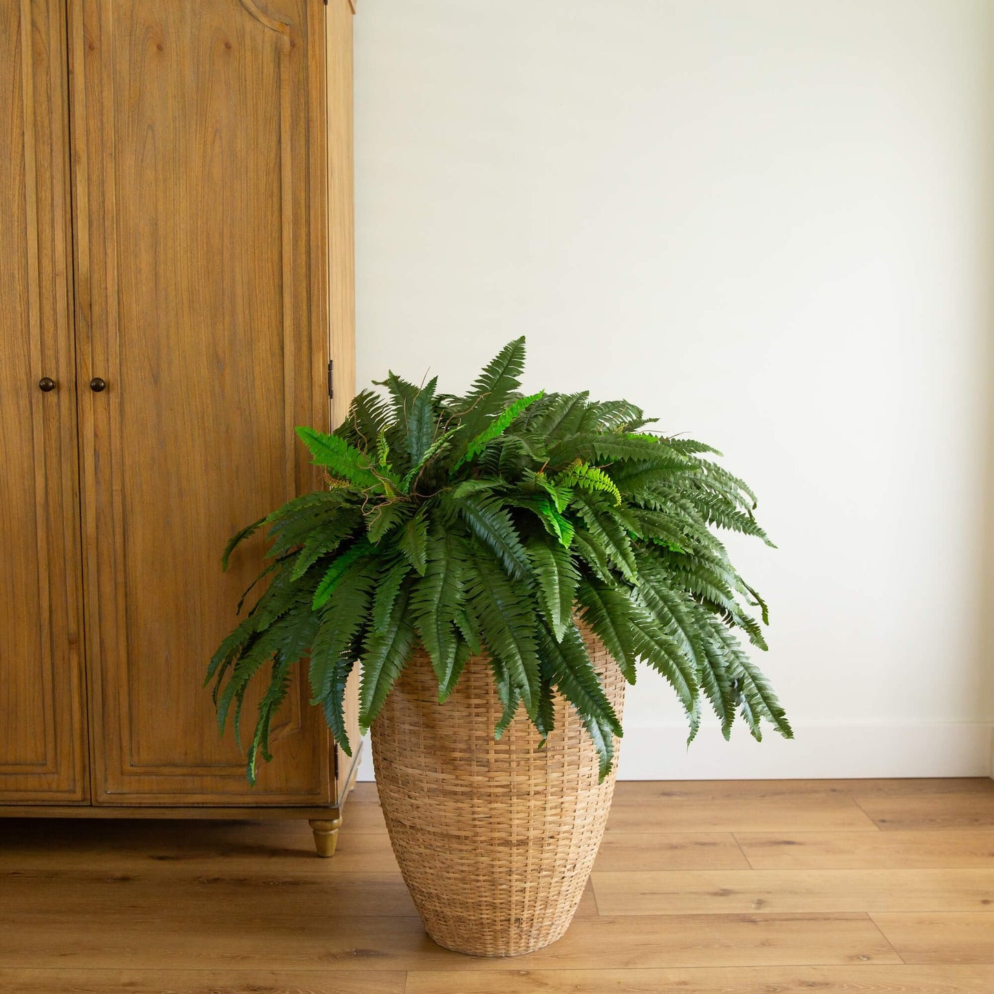 Nearly Natural 48in Boston Fern Artificial Plant, Large Hanging Fake Plant with 67 Long Realistic Fronds, Maintenance-Free Faux Fern for Office and Home Décor (Set of 2)