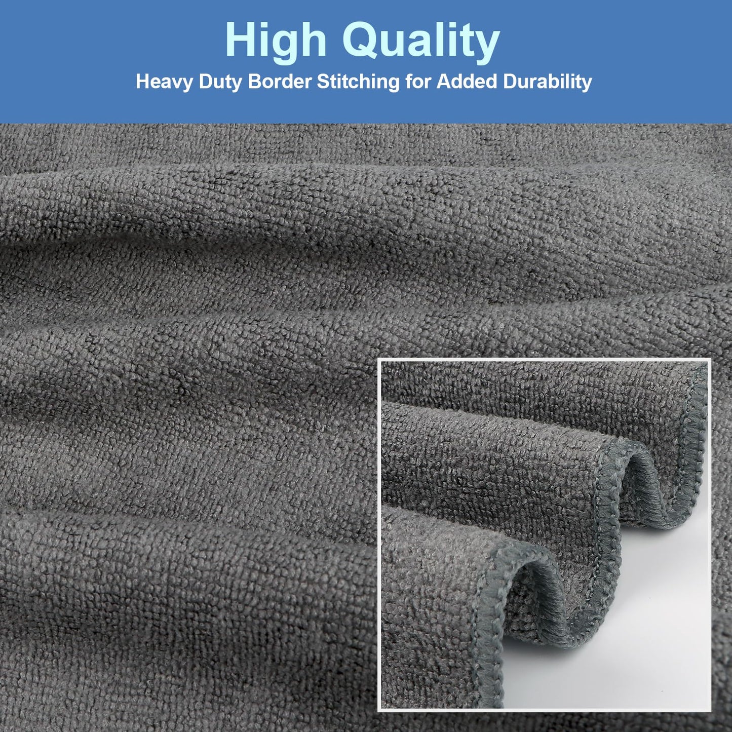 UNIMADE 48 Pack Gym Towels Set - Highly Absorbent and Quick Drying Microfiber Salon Towels, Premium Hand Cloths for Bathroom, Gym, Shower, Hotel, and Spa - 16x27 inch (Grey)
