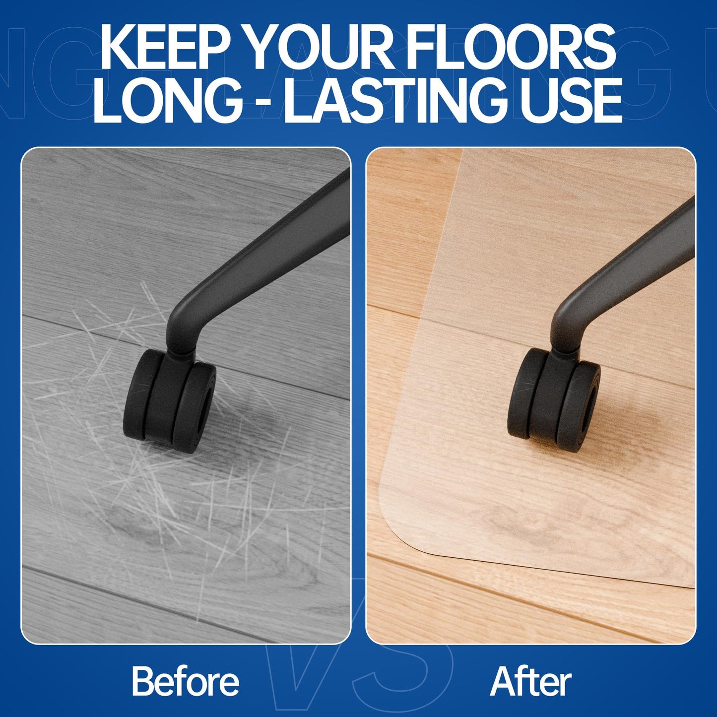 Naturei Chair Mat for Hard Floors- 48" x 36", Office Floor Mat for Rolling Chairs, Clear Plastic Desk Chair Mat, Easy Glide, Under Desk Floor Protector for Home and Office, with Lip