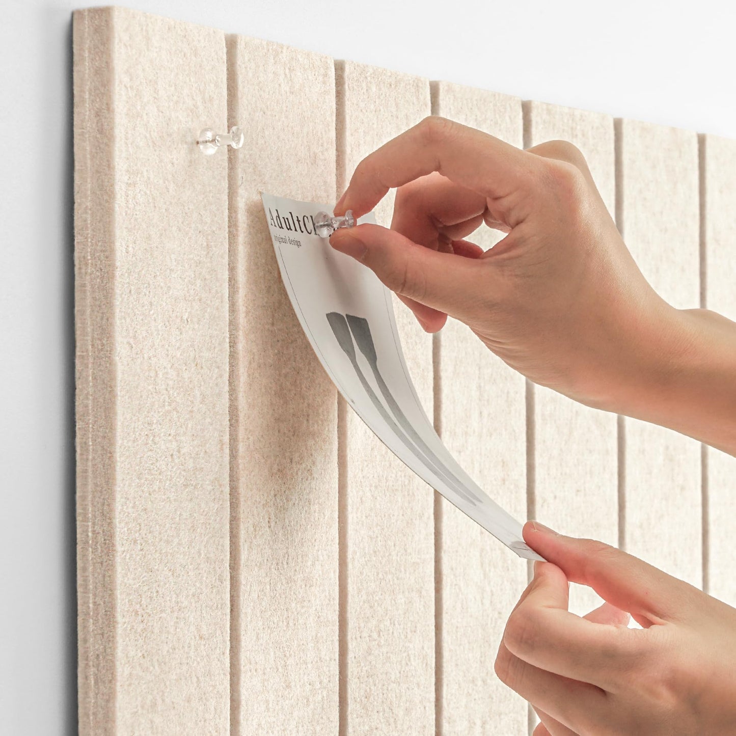 Lightomorrow Bulletin Board, 36 x 24 inches Cork Board Alternative for Wall, Felt Board Decorative Pin Board with 20 Pushpins - Oatmeal Stripes