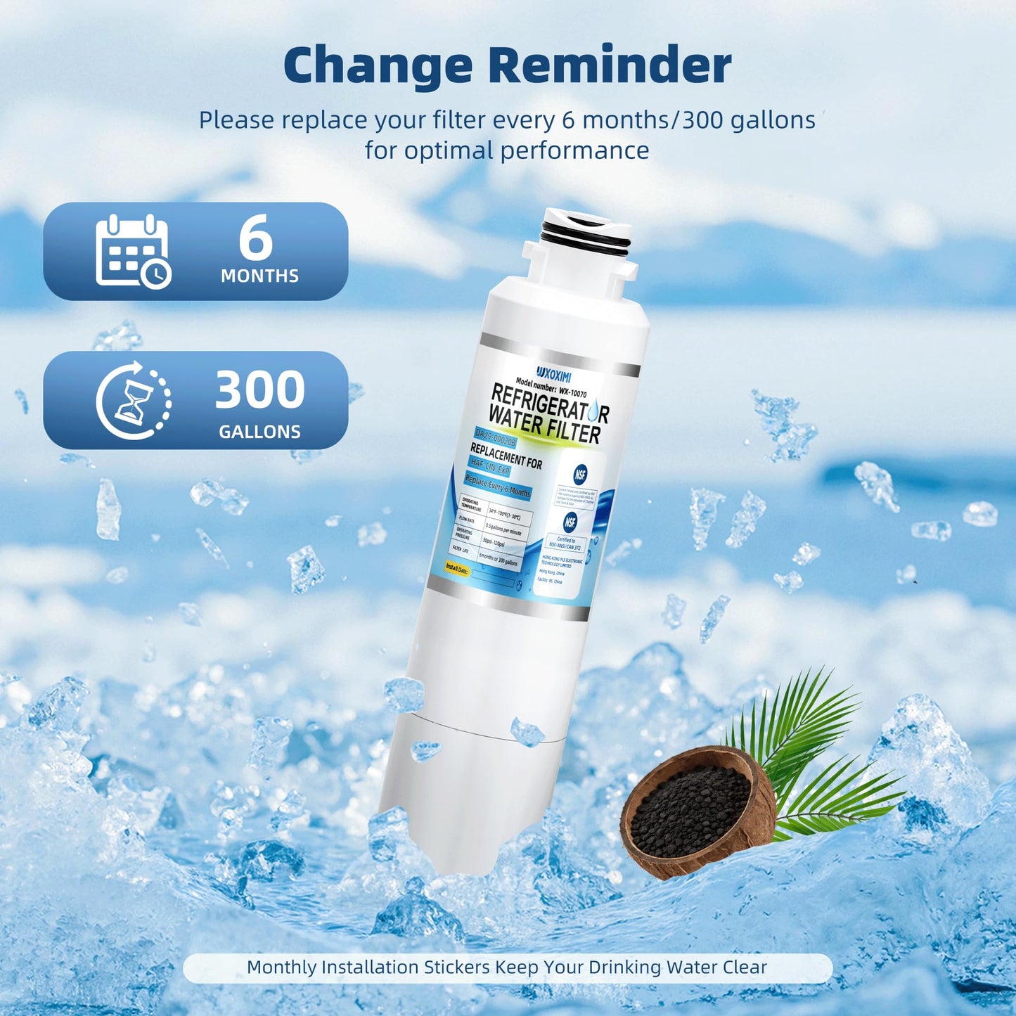 DA29-00020B Water Filter Replacement for Samsung HAF-CIN/EXP RS25J500DSR RF28HMEDBSR RS25H5111SR RF28HFEDTSR RF4287HARS