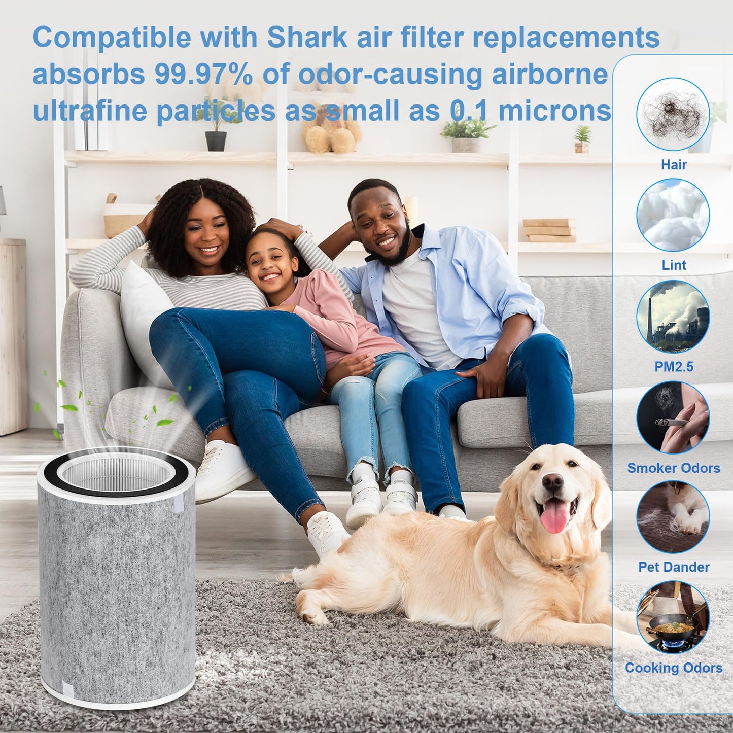 Compatible Shark hp202 Replacement Filter, HP200 HP201,2Pack,Shark Air Purifier Filter Replacement HC502 HC502 Air Purifier MAX HP232 HP302，Part # HE2FKBAS，HE2FKBASMB,HE2FKPRO，HE2FKPET