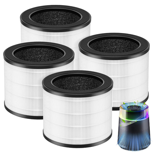 4 Pack MSB5 Filter Replacement Compatible with Membrane Solutions MSB5 Air Puri-fier, 3-in-1 Hepa Air Filter Replacement with High-Efficiency Filtration for Smoke Pollen Dander Hair Smell