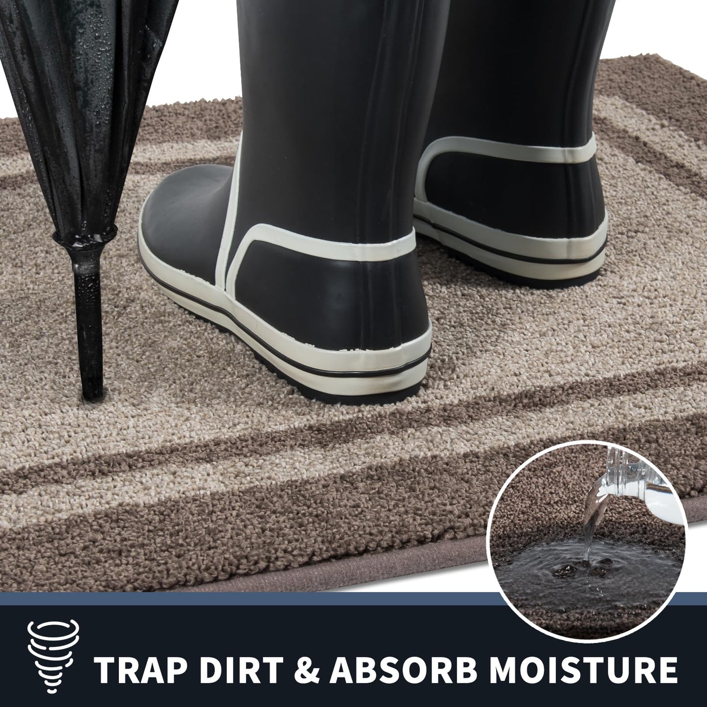 PURRUGS Dirt Trapping Door Mat 32" x 48", Non-Slip Machine Washable Entryway Rug, Entrance Mat, Indoor Front Door Mat, Super Absorbent Entry Rug for Muddy Shoes & Paws, Beige & Grayish Brown