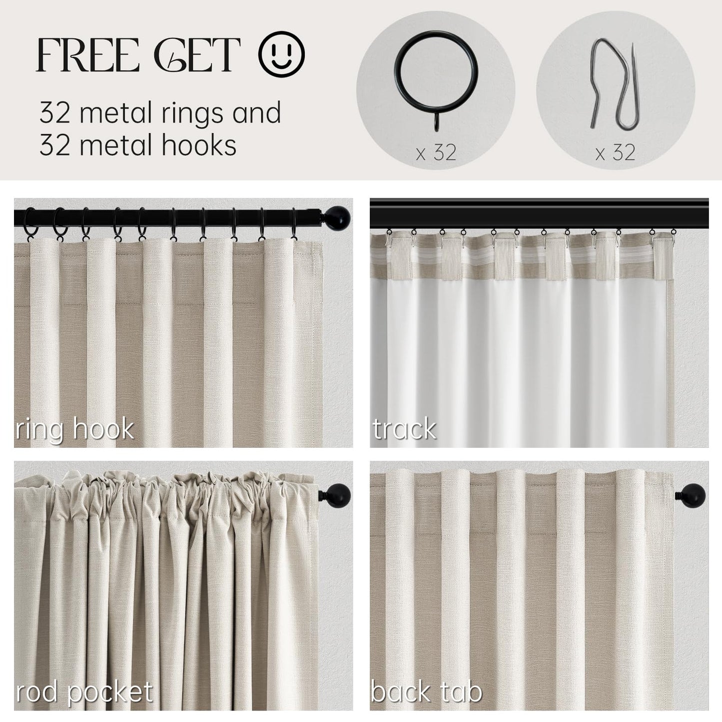 Topfinel 90 Inches Long Full Blackout Linen Curtains for Bedroom, Pinch Pleat Black Out Curtains, Viral Farmhouse Modern Lined Track Drapes 2 Panels Set for Living Room Sliding Door Winter